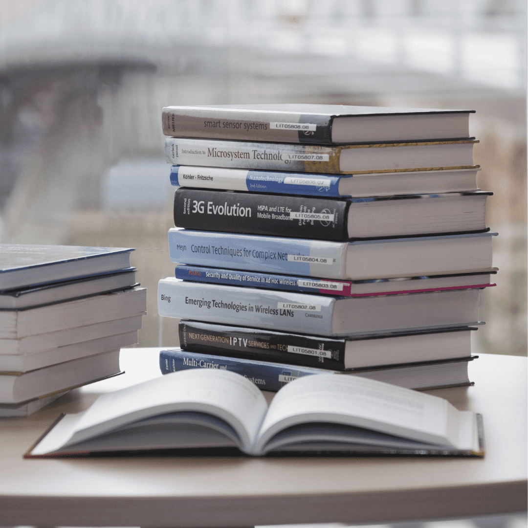 Photo of a stack of books